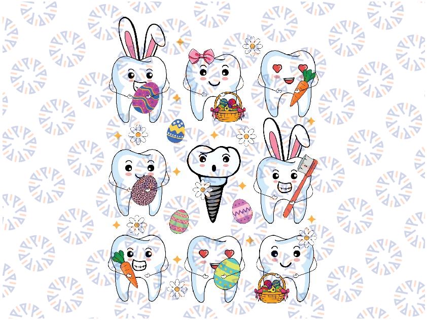 Teeth Easter Dentist Dental Assistant Easter Day Png, Bunny Eggs Tooth Png, Easter Day Png, Digital Download