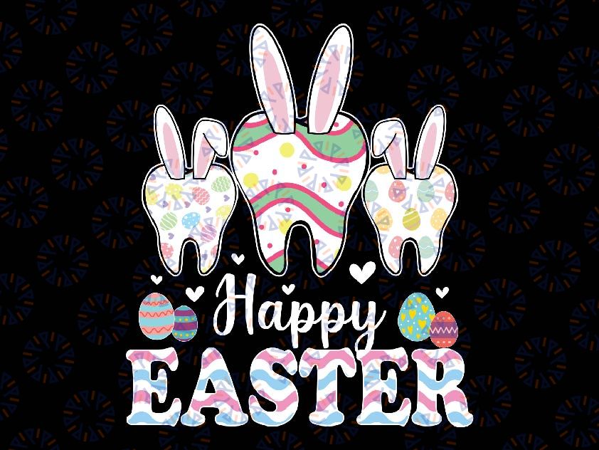 Happy Easter Teeth Tooth Rabbit Ears Png, Dental Dentist Eggs Png, Easter Day Png, Digital Download