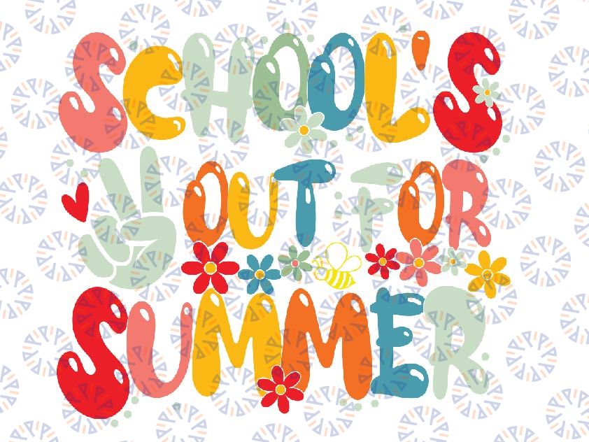 Retro Groovy School's Out For Summer Graduation Svg, Retro Last Day of School's Out For Summer Teacher Boys Girls Png Svg Digital Download