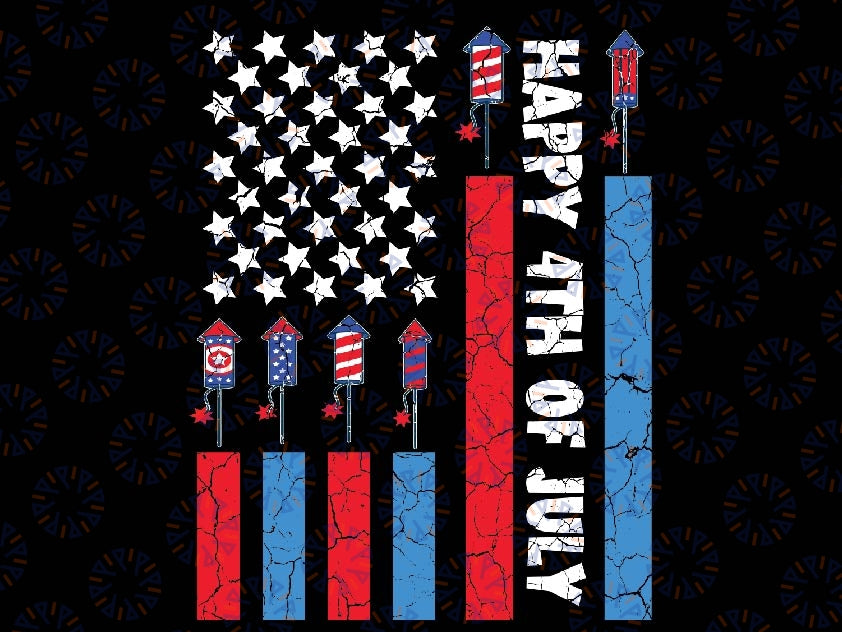 Happy 4th Of July American Flag Fireworks Svg, Happy 4th Of July Svg, American Flag Fireworks Png, Independence Day Png, Digital File