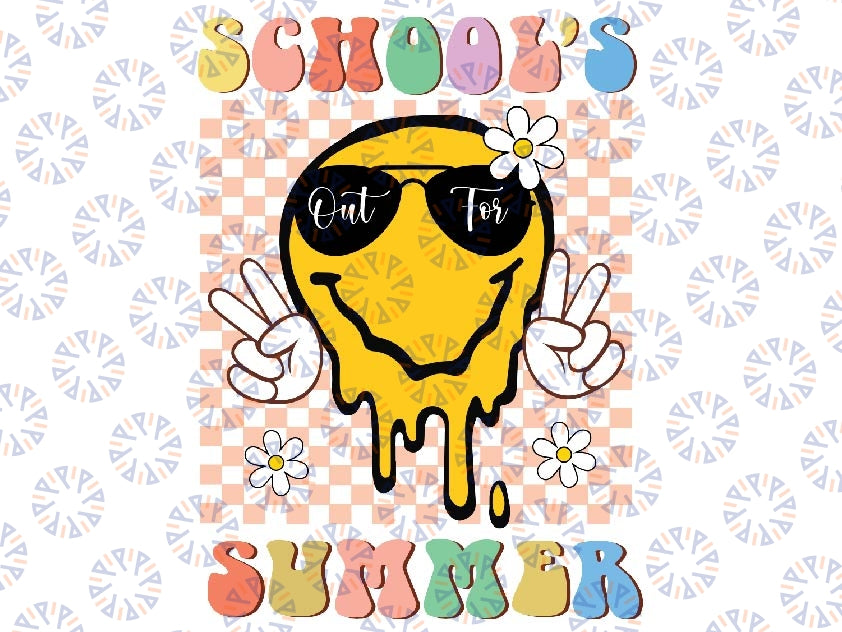 Last Day Of School Schools Out For Summer Teacher Svg, School Summer Smile Face Svg, Summer Digital File, Goodbye shool png