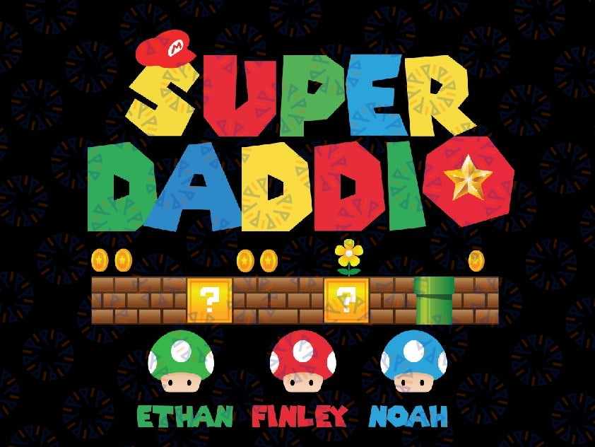 Personalized Super Daddio Game Png, Father's day Png, Custom Kids Name Dad Png, Digital Download