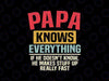 Papa Knows Everything Svg, Funny Papa If He Doesn't Know He Make Stuff Up Really Fast Svg, Father's Day Png, Digital Download