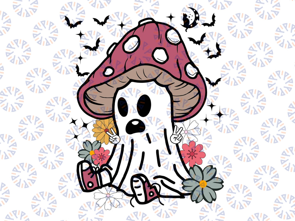 Cute Ghost Mushroom Svg, Halloween Mushroom Svg, Mushroom Lover, Mushroom Botanical, Ghost Halloween, Digital Download