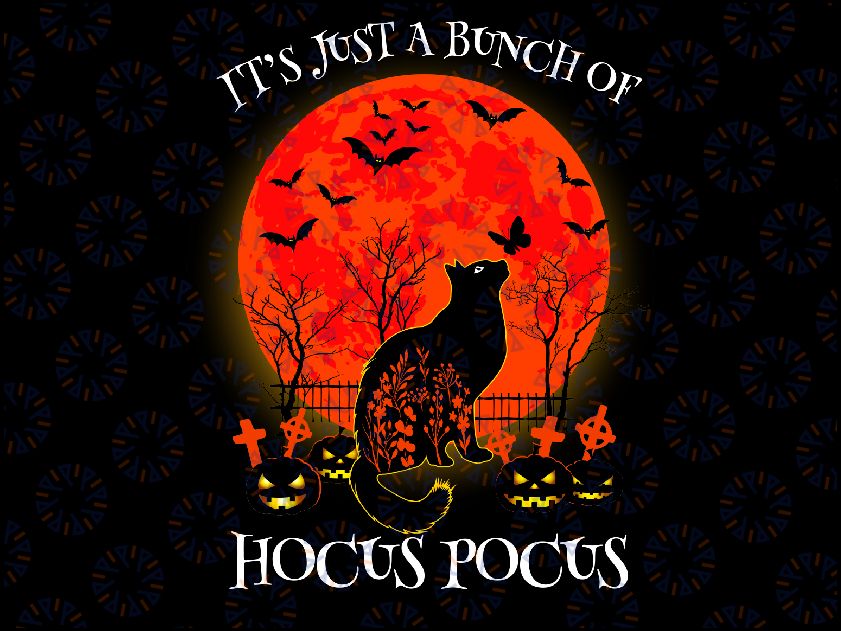 Black Cat Moon Funny Halloween Costume Bunch of Ho-cus Po-cus Cat Lovers Png, Black Cat Png, Halloween Cat Png