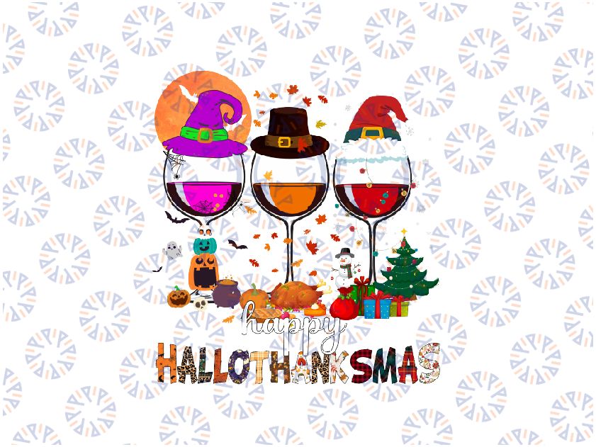 Happy Hallothanksmas Wine Png, Glasses Witch Santa Hat Png, Wine Halloween Png, Wine Thanksgiving Png, Wine Christmas Png, Wine Hallothanksmas Png