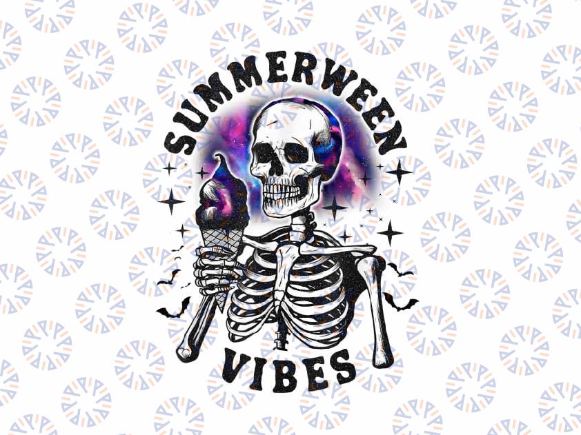 PNG ONLY Summerween Vibes Skeleton Ice Cream Png, Summer Halloween Skull Png, Halloween Png, Digital Download