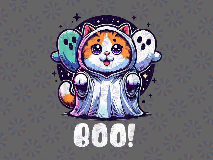 PNG ONLY Ghost Cat Boo Png, Funny cute Cat BOO Kitty Png, Halloween Png, Digital Download