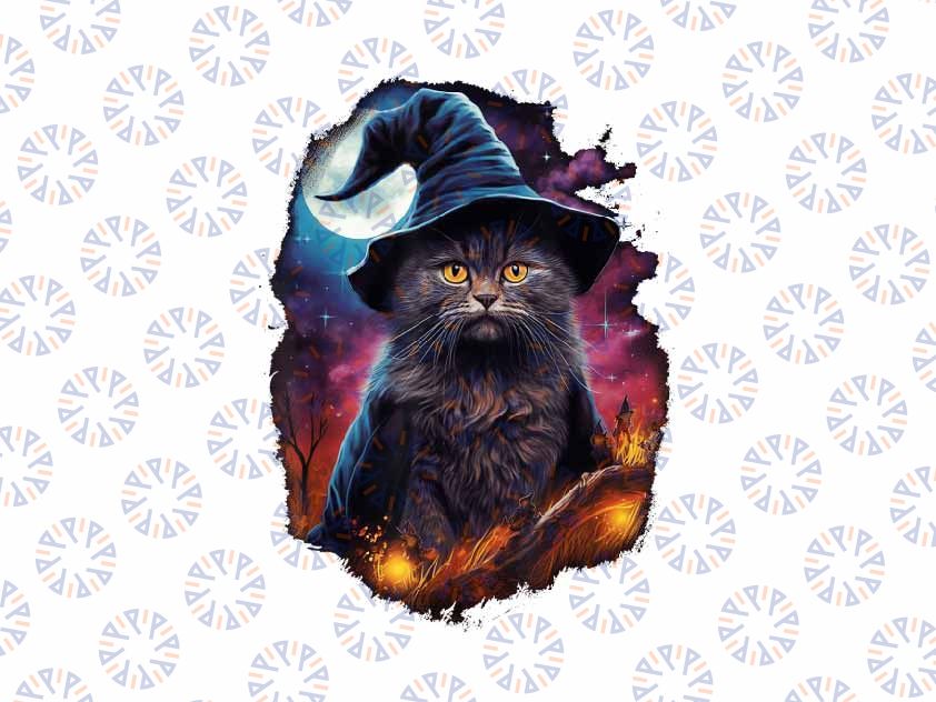 PNG ONLY Black Cat Wizard Halloween Png, Witch Mystical Black Cat Lovers Png, Halloween Png, Digital Download