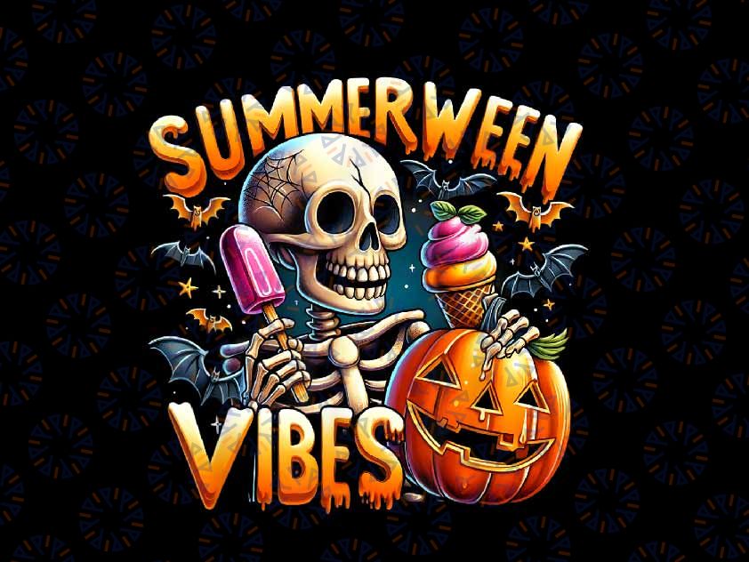 PNG ONLY Summerween Vibe Skeleton Ice Cream Png, Halloween Summer Vacation Png, Halloween Png, Digital Download