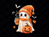 PNG ONLY Cute Ghost Drinking Coffee Png, Halloween Ghost Ice Coffee Pumkin Png, Halloween Png, Digital Download