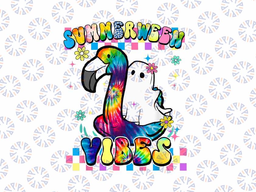 PNG ONLY Summerween Vibe Tie Dye Png, Ghost On A Pool Funny Spooky Summer Png, Halloween Png, Digital Download