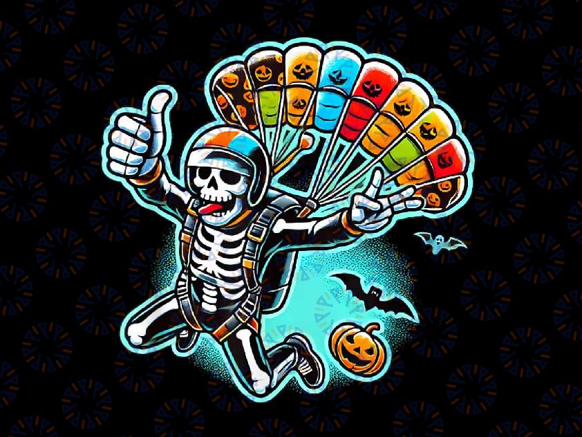 PNG ONLY Halloween Skeleton Skydiving Png, Parachute Skeleton Png, Halloween Png, Digital Download