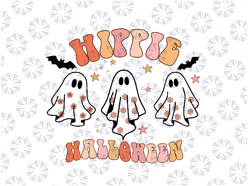 Retro Ghost Halloween Svg, Happy Halloween Retrogroovy Svg, Fall Groovy Floral Ghost, Halloween Png, Digital Download