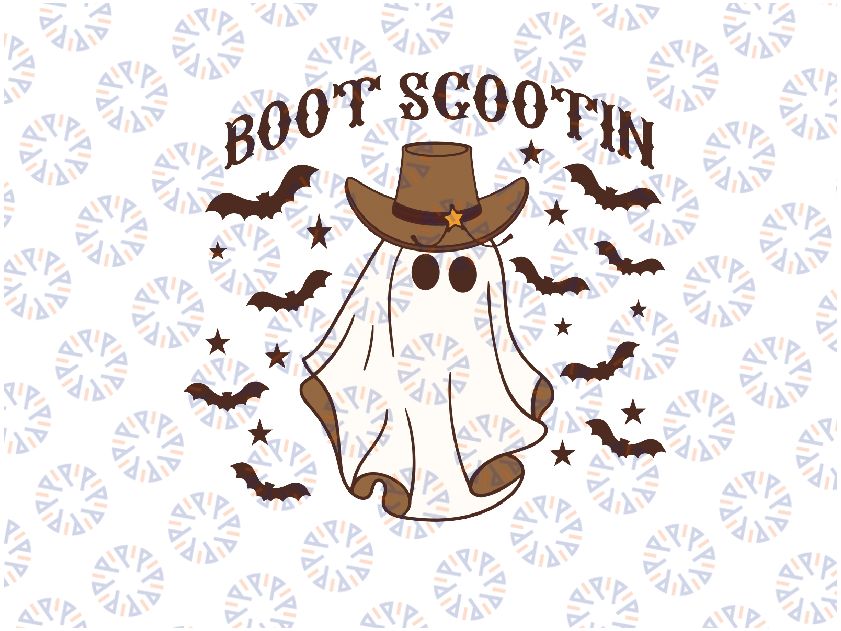 Boot Scoot Spooky Svg, Western Ghost svg, Retro Halloween Design, Cowboy Ghost png, Vintage Ghost Halloween, Western Halloween Cricut