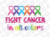 Fight Cancer In All Color Svg, Feather Breast Cancer Awareness Svg, Pink Ribbon Svg, Digital Download