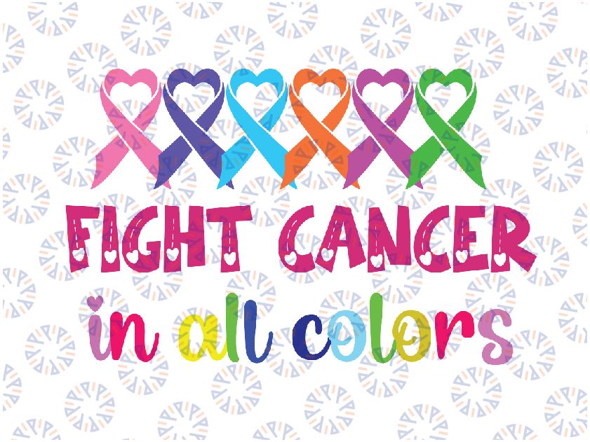 Fight Cancer In All Color Svg, Feather Breast Cancer Awareness Svg, Pink Ribbon Svg, Digital Download