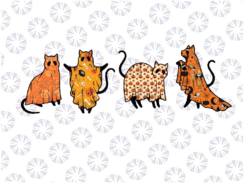 Ghost Cats Halloween Png, Cat Lover Funny Halloween Cat Png, Happy Halloween Png, Digital Download