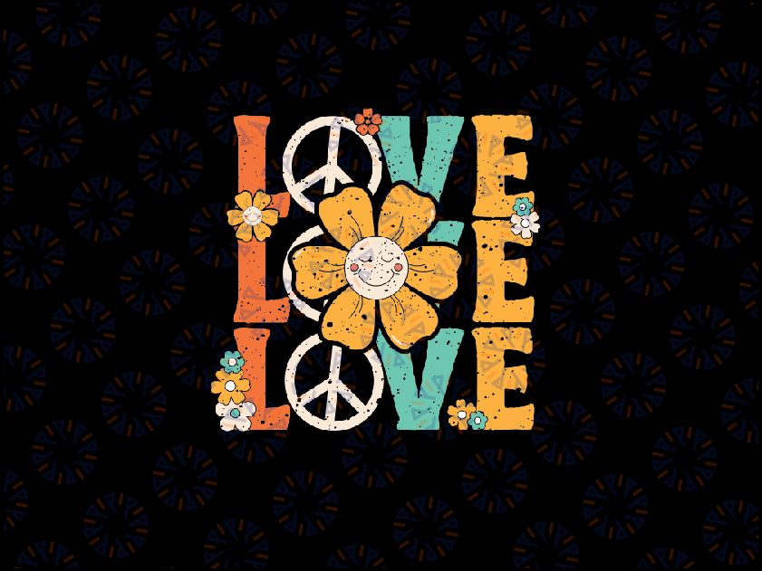 Peace Sign Love 60s 70s 80s Groovy Svg, Love Groovy Flower Svg, Digital Download