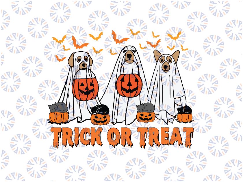 Ghost Dog Halloween Svg, Tr-ick O-r Tr-eat Dog Svg, Funny Dog Halloween Png, Dog Lover Halloween Png