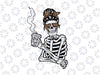 Skeleton Mes-sy B-un Coffee Drinking Halloween Png, Skeleton Halloween Leopard Png, Happy Halloween Png, Digital Download