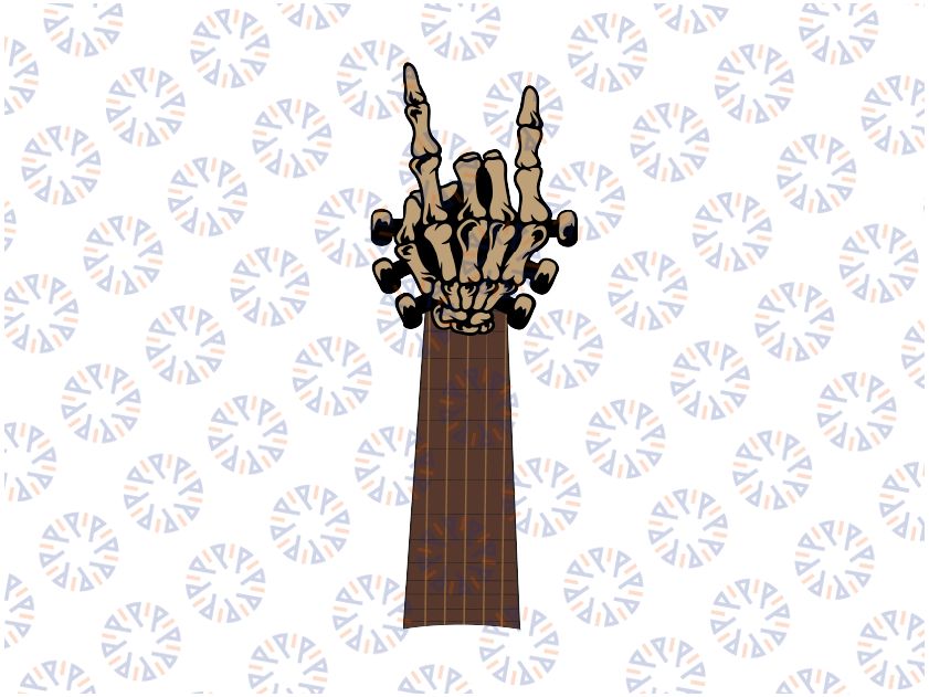 Rock On Guitar Rock & Roll Music Lover Halloween Svg, Skeleton Guitar Halloween Svg,   Happy Halloween Png, Digital Download