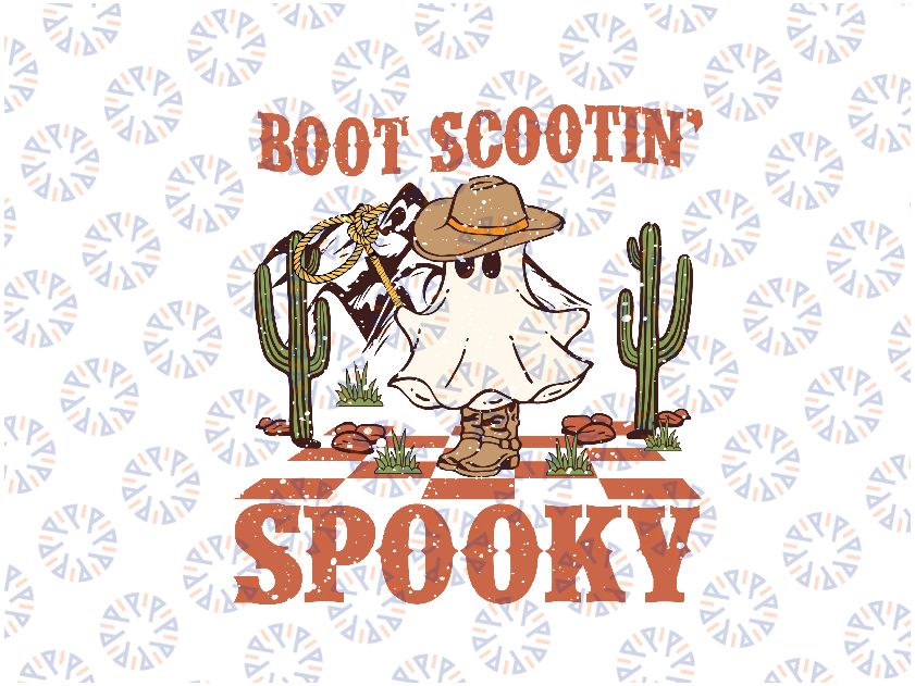 Boot Scootin' Spooky Svg, Halloween Ghost Spooky Season Svg, Happy Halloween Png, Digital Download