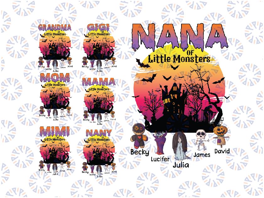 Custom Personalized Grandma, Mama Png, Custom Nana Png, Halloween Png, Little Of Monster Png, Halloween Family Png, Digital Download