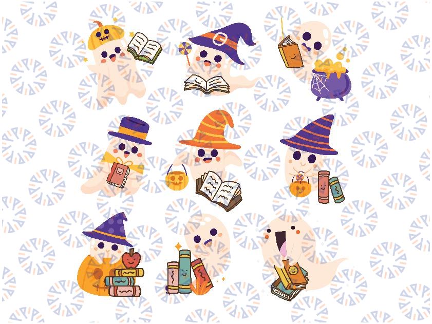 Ghosts Reading Books Teacher Halloween Png, Librarian Cute Boooks Png, Funny Teacher Halloween Png, Happy Halloween Png, Digital Download