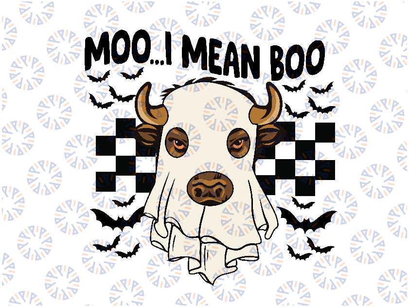 Moo I Mean Boo Svg, Halloween Highland Cow Boo Svg, Spooky Cow Vibes Svg, Happy Halloween Png, Digital Download