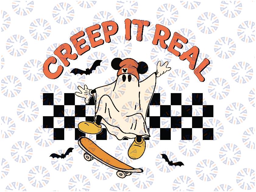 Creep It Real Ghost Boo Svg, Retro Halloween Svg, Halloween Skateboarding Svg, Happy Halloween Png, Digital Download