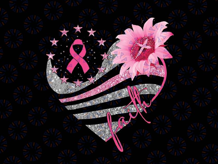 Breast Cancer Awareness Sun flower Faith Bling Bling Png, Pink Heart Ribbon Bling Png, Happy Halloween Png, Digital Download