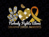 Childhood Cancer Awareness Nobody Fights Alone Support Png, Awareness Ribbon Glitter Png, Digital Download