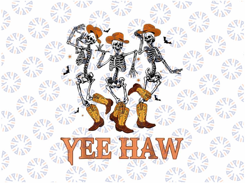 Funny Cowboy Skeleton Dancing Yeehaw Halloween Png, Skeleton Dancing Halloween Png, Happy Halloween Png, Digital Download