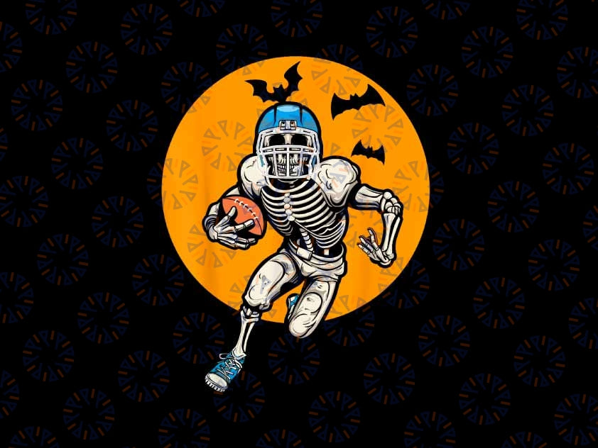 American Football Skeleton Halloween Png, Football Fan Skeleton Png, Happy Halloween Png, Digital Download