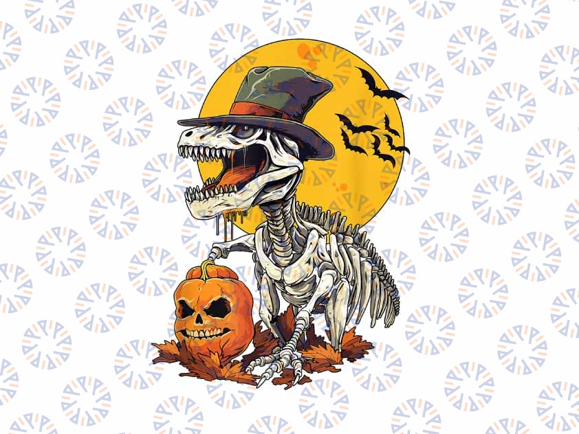 Mens Boys Creepy Funny Skeleton Dinosaur T- rex Halloween Png, Skeleton Halloween Moon Png,  Happy Halloween Png, Digital Download