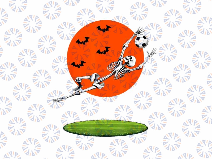 Soccer Skeleton Soccer Player Goalie Png, Halloween Sports Moon Png, Happy Halloween Png, Digital Download
