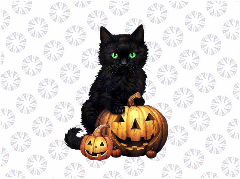 Retro Black Cat Halloween Pumpkin Png, Retro Halloween Png, Happy Halloween Png, Digital Download