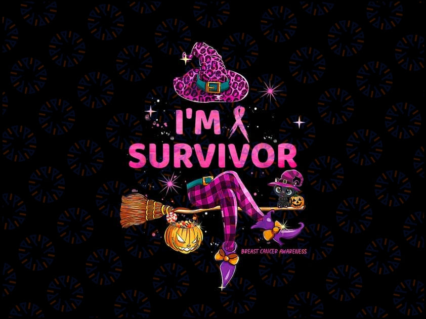 In October I'm survivor We Wear Pink Breast Cancer Png, Spooky Season Png, Happy Halloween Png, Digital Download