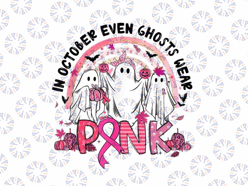 PNG ONLY -In October We Wear Pink Breast Cancer Pumpkin Halloween Png, Ghostface Pink Pumpkin Png, Happy Halloween Png, Digital Download