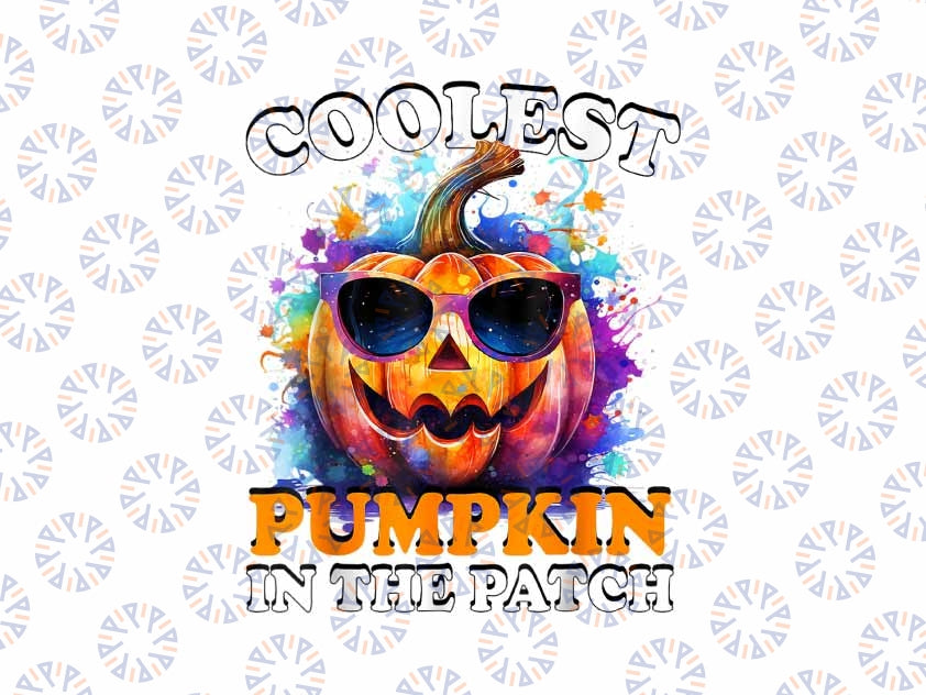 PNG ONLY - Groovy Coolest Pumpkin In The Patch Halloween Png, Pumpkin Coolest Tie Dye Png, Happy Halloween Png, Digital Download