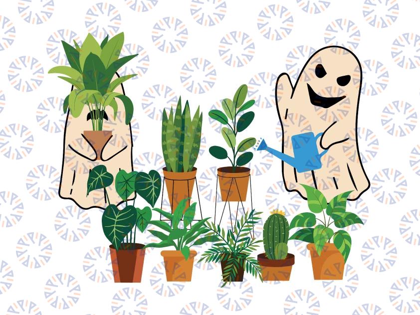 Retro Lady Gardener Ghost Gardening Plants Lover Halloween Svg, Ghost Plant Svg, Happy Halloween Png, Digital Download