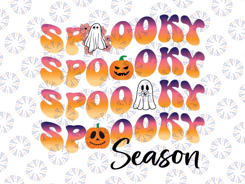 Groovy Spooky Season Cute Pumpkin Halloween Png, Groovy Pumpkin Tye Die Png, Happy Halloween Png, Digital Download