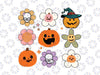 Happy Halloween Svg, Retro Groovy Flower Svg, Funny Daisy Flowers, Boho Flowers And Pumpkins, Happy Halloween Png, Digital Download