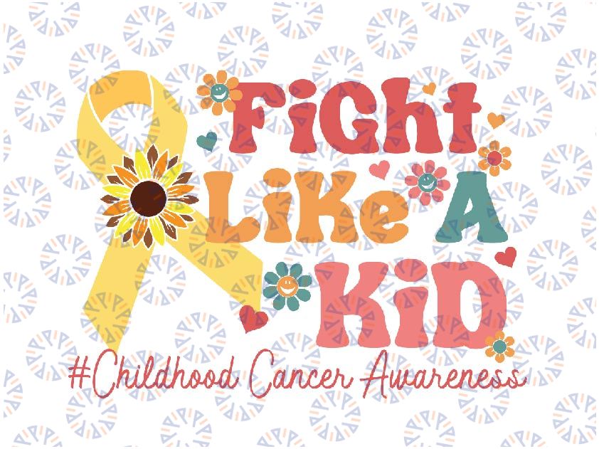 Gold Ribbon Fight Like Kids Svg, Childhood Cancer Awareness Svg, Trendy Design Svg Png, Digital Download