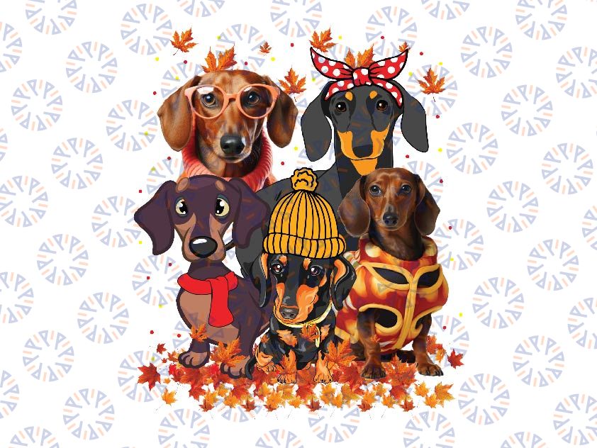 Autumn Tree Dachshund Thanksgiving Pumpkin Dog Fall Leaf Png, Spooky Season Dachshund Pumpkin Png, Happy Halloween Png, Digital Download