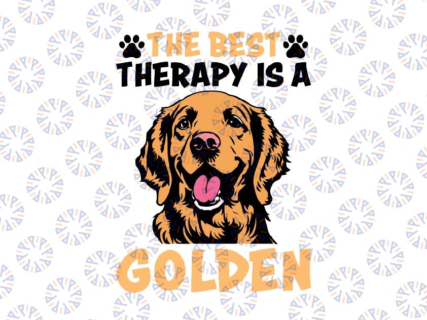 The Best Therapy Is A Golden Retriever Dog Lovers Svg, Cute Golden Retriever Design Svg, Happy Halloween Png, Digital Download