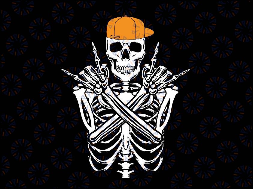 Rocker Skeleton Cap Skater Halloween Svg, Hand Rock Rocker Skeleton Svg, Happy Halloween Png, Digital Download