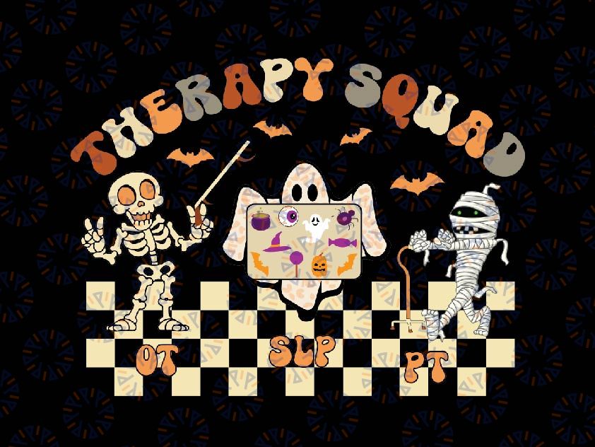 Retro Therapy Squad SLP OT PT Team Svg, Halloween Speech Physical Svg, Happy Halloween Png, Digital Download