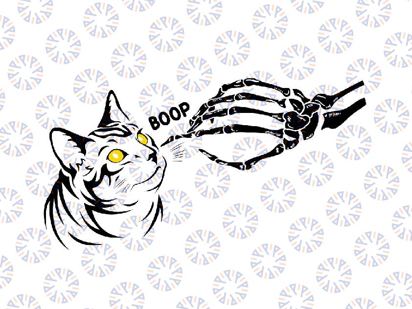 Skeleton Hand Boop Funny Halloween Black Cat Lover Men Women Svg, Happy Halloween Png, Digital Download